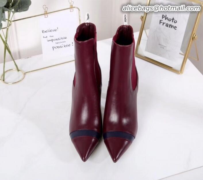 Grade Quality Fendi Colibrì Calfskin Pointed Heel Short Boots G01519 Burgundy 2020