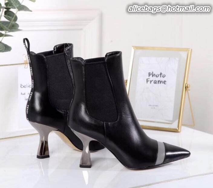 Best Price Fendi Colibrì Calfskin Pointed Heel Short Boots G01519 Black 2020