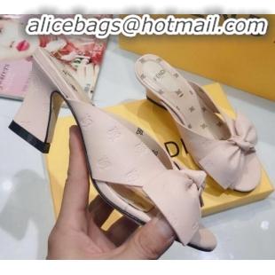 Top Quality Fendi FFreedom All-Over FF Bow Heel Slides Sandals G22604 Pink 2020