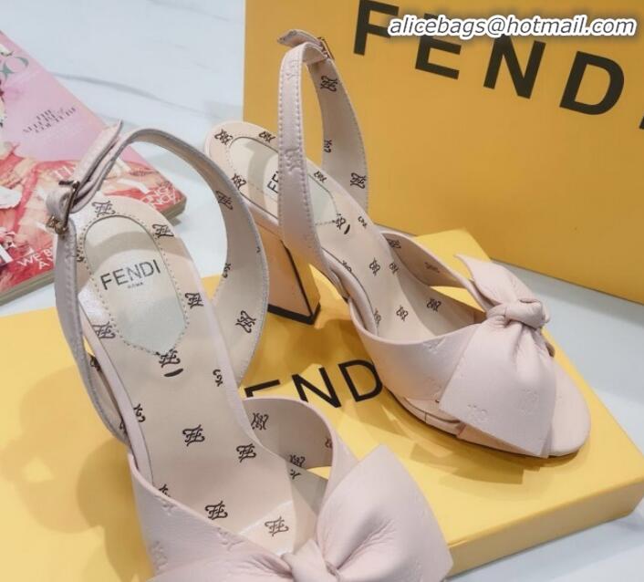 Trendy Design Fendi FFreedom All-Over FF Bow Slingback Heel Sandals G22606 Pink 2020