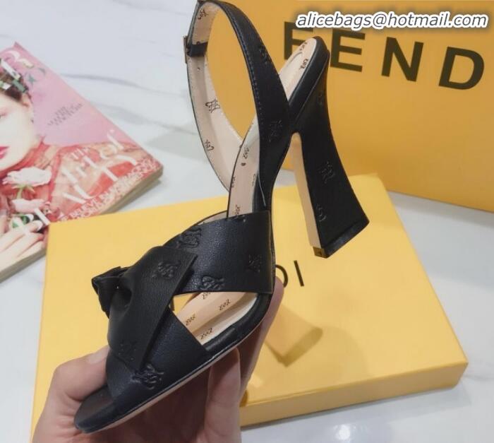 Classic Specials Fendi FFreedom All-Over FF Bow Slingback Heel Sandals G22606 Black 2020