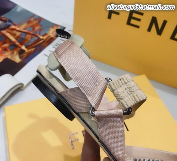 Fashion Fendi Colibrì Crystal Mesh Slingback Flat Shoe G22613 Nude 2020