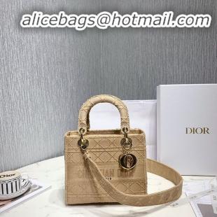 New Fashion Dior Lady Dior Medium Bag in Geometry Embroidered Canvas CD1907 Beige Gold