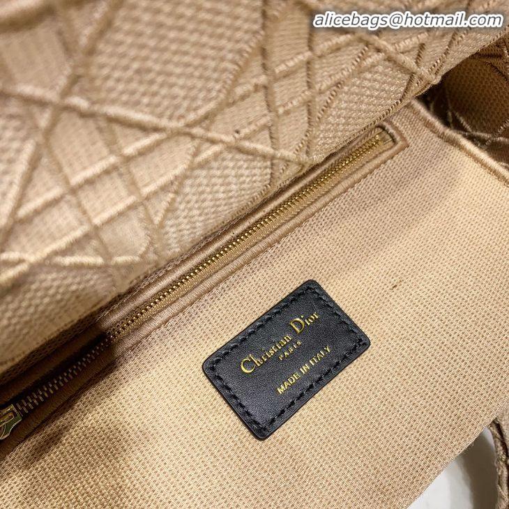 New Fashion Dior Lady Dior Medium Bag in Geometry Embroidered Canvas CD1907 Beige Gold