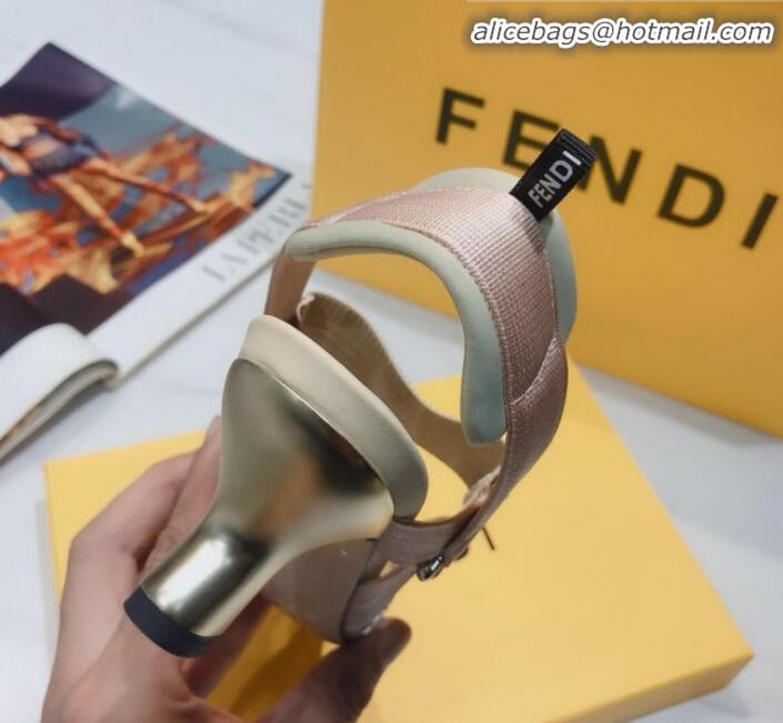 Good Product Fendi Colibrì Crystal Mesh Mid-Heel Slingback Pumps G22616 Nude 2020