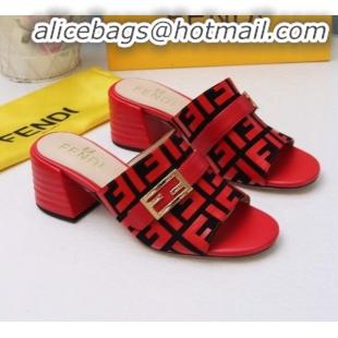 Top Quality Fendi Promenade FF Heel Slide Sandals G30811 Red 2020