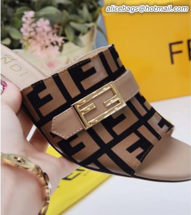 Popular Style Fendi Promenade FF Heel Slide Sandals G30811 Khaki 2020