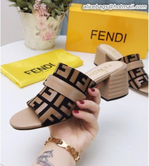 Popular Style Fendi Promenade FF Heel Slide Sandals G30811 Khaki 2020