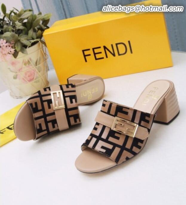 Popular Style Fendi Promenade FF Heel Slide Sandals G30811 Khaki 2020