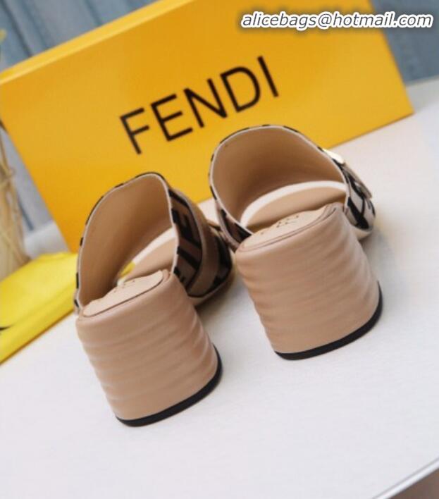 Popular Style Fendi Promenade FF Heel Slide Sandals G30811 Khaki 2020