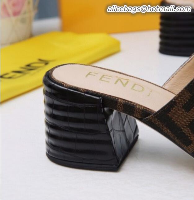 Charming Fendi Promenade FF Heel Slide Sandals G30811 Coffee 2020