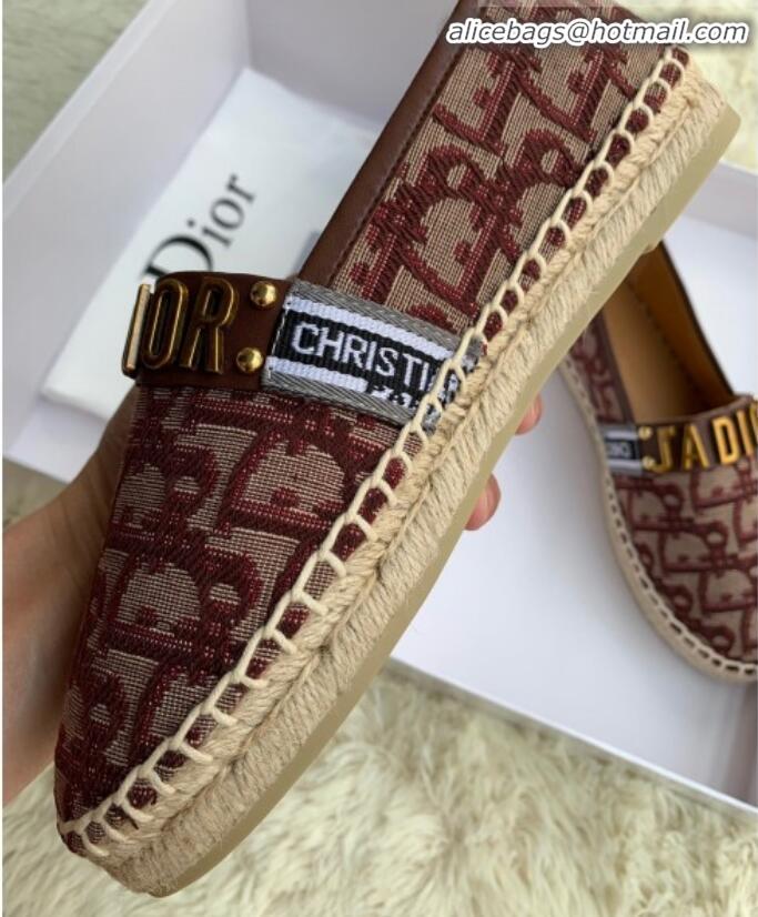 Top Quality Dior J'Adior Espadrilles in Burgundy Oblique Canvas G12009 2020