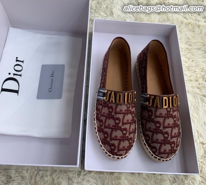 Top Quality Dior J'Adior Espadrilles in Burgundy Oblique Canvas G12009 2020