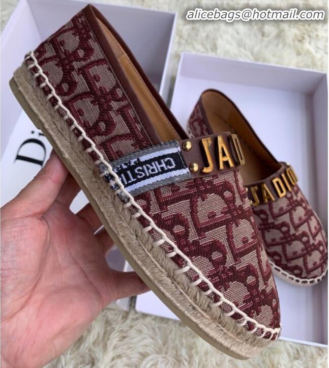 Top Quality Dior J'Adior Espadrilles in Burgundy Oblique Canvas G12009 2020