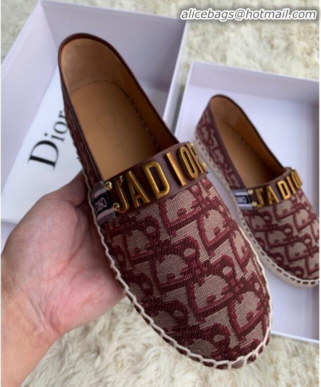 Top Quality Dior J'Adior Espadrilles in Burgundy Oblique Canvas G12009 2020