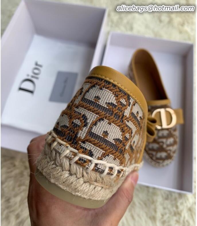 Super Quality Dior CD Bow Espadrilles in Coffee Oblique Canvas G12011 2020