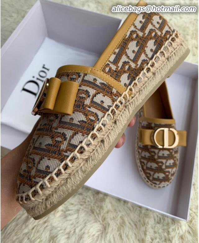 Super Quality Dior CD Bow Espadrilles in Coffee Oblique Canvas G12011 2020