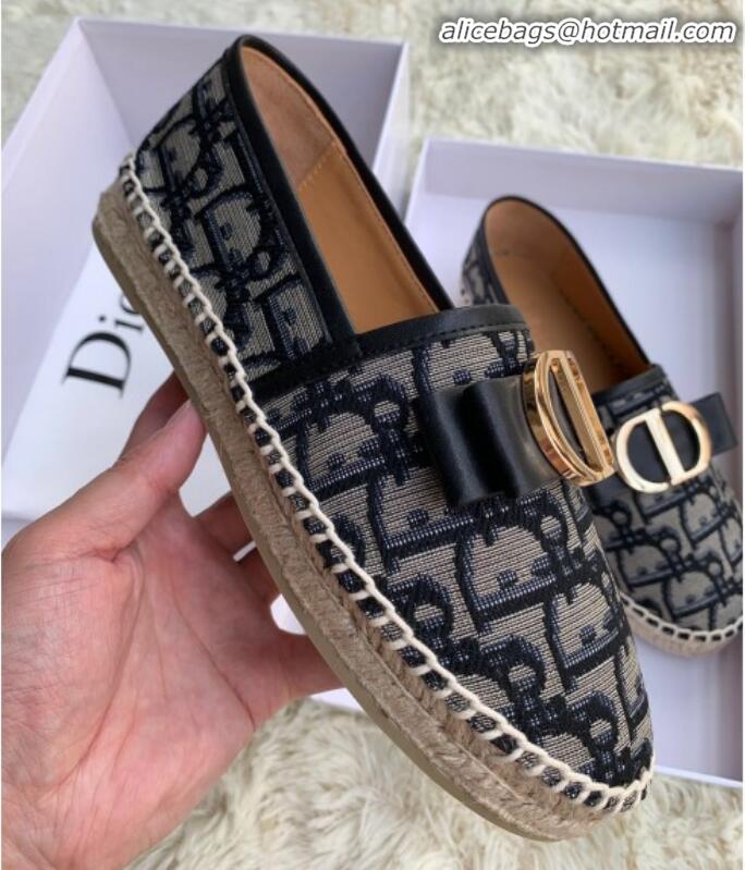 New Style Dior CD Bow Espadrilles in Blue Oblique Canvas G12012 2020