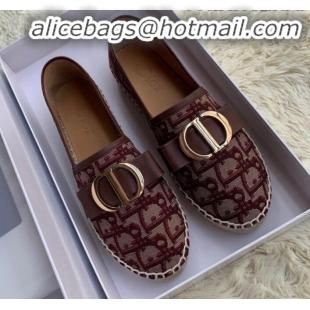 Imitation Dior CD Bow Espadrilles in Burgundy Oblique Canvas G12013 2020