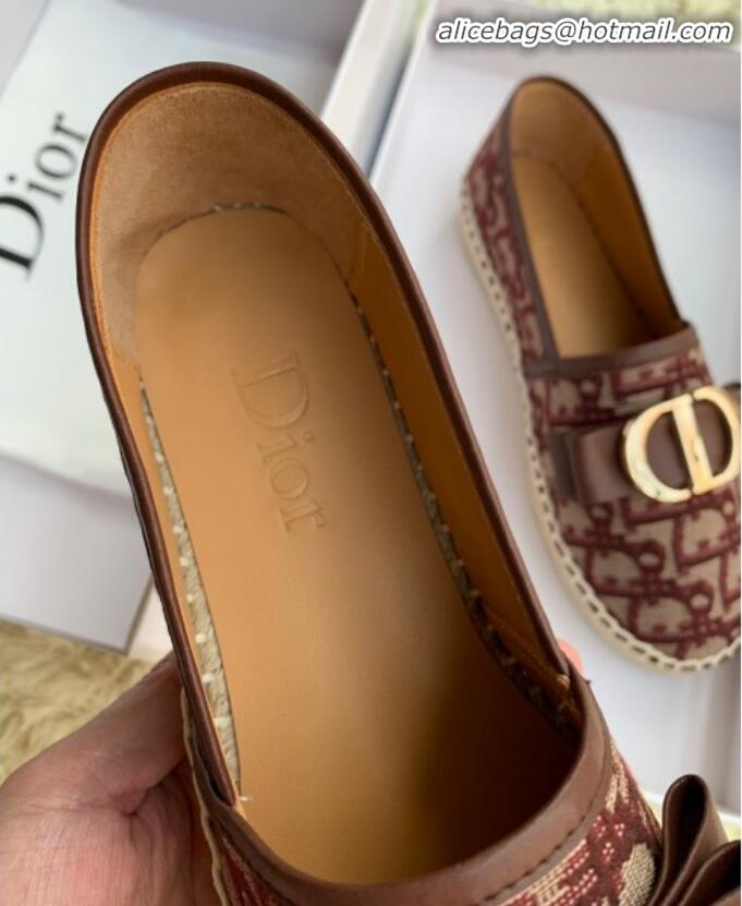 Imitation Dior CD Bow Espadrilles in Burgundy Oblique Canvas G12013 2020