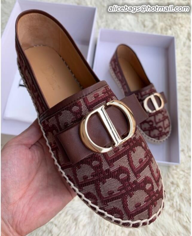 Imitation Dior CD Bow Espadrilles in Burgundy Oblique Canvas G12013 2020