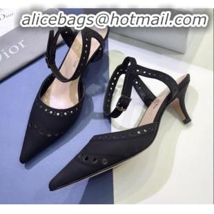 Good Quality Dior Teddy-D Slingback Pump in Brushed and Perforated Leather G12204 Black