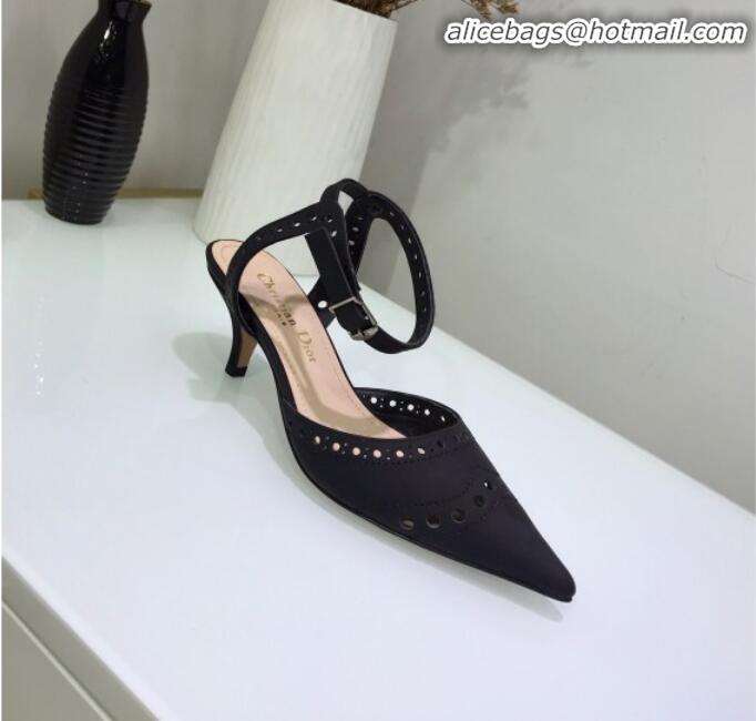 Good Quality Dior Teddy-D Slingback Pump in Brushed and Perforated Leather G12204 Black