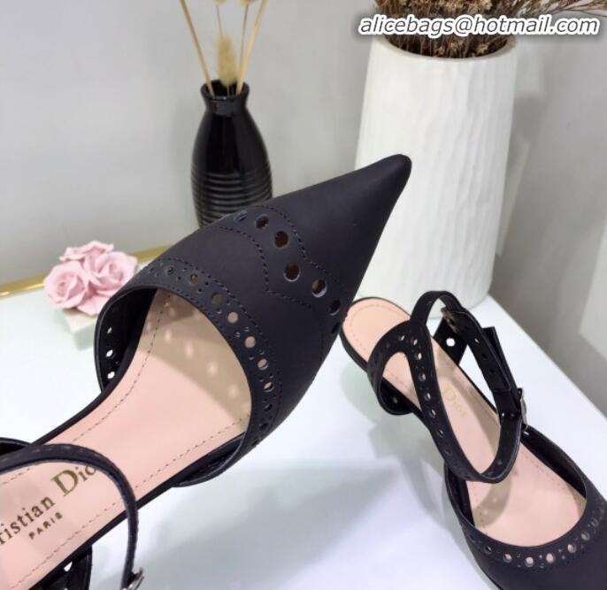 Good Quality Dior Teddy-D Slingback Pump in Brushed and Perforated Leather G12204 Black