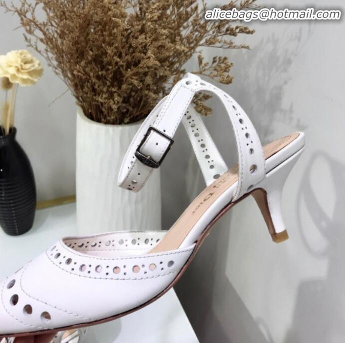 Unique Style Dior Teddy-D Slingback Pump in Brushed and Perforated Leather G12204 White