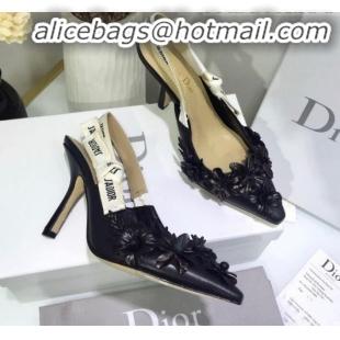 Classic Specials Dior J'Adior High-Heel Slingback Pump in Embroidered Flower Lambskin G12207 Black