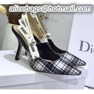 Affordable Price Dior J'Adior High-Heel Slingback Pump in Grey Tartan Fabric G12210 2020