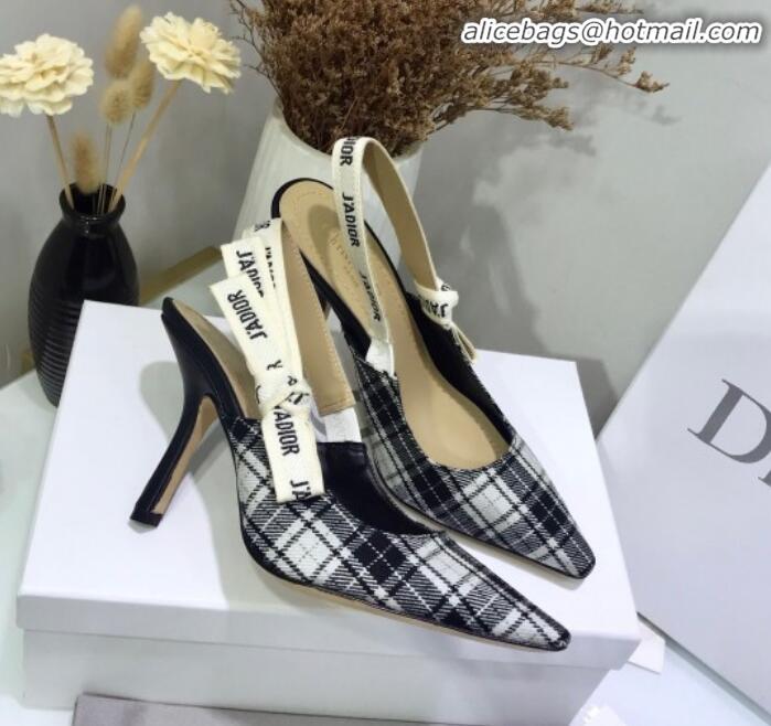 Affordable Price Dior J'Adior High-Heel Slingback Pump in Grey Tartan Fabric G12210 2020