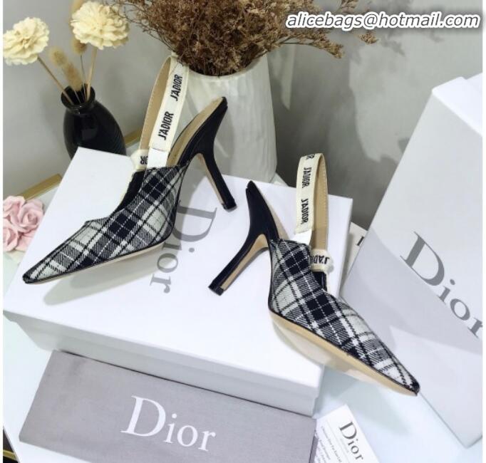 Affordable Price Dior J'Adior High-Heel Slingback Pump in Grey Tartan Fabric G12210 2020