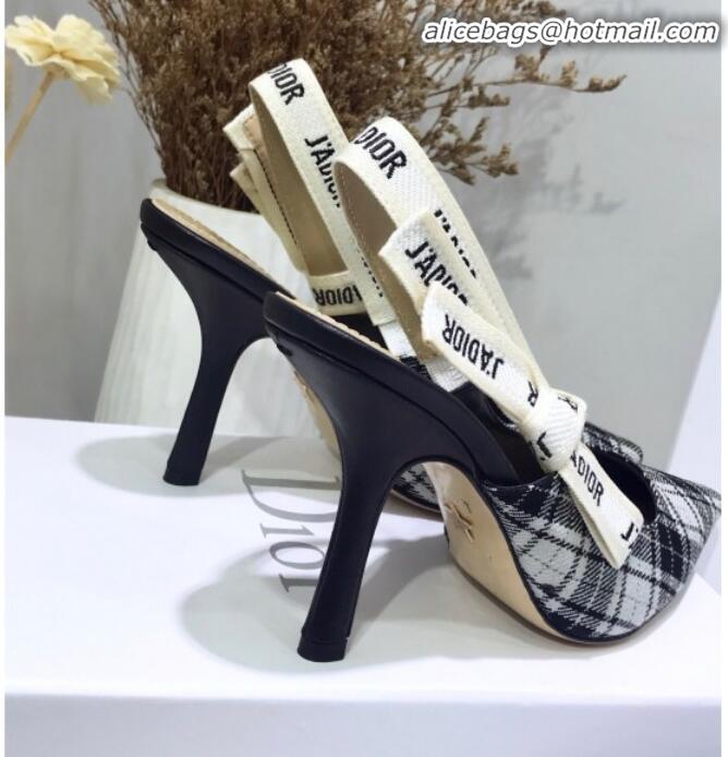 Affordable Price Dior J'Adior High-Heel Slingback Pump in Grey Tartan Fabric G12210 2020