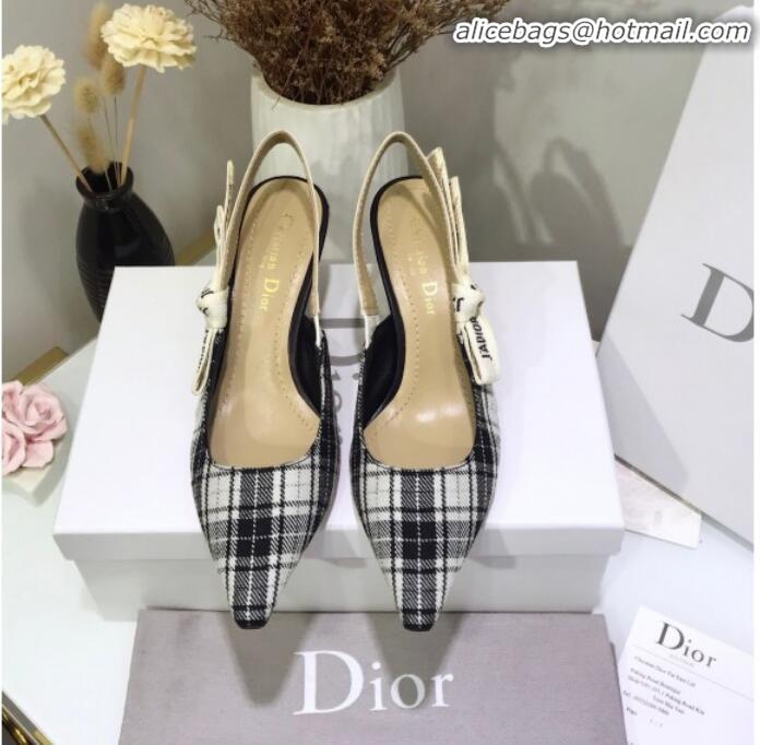 Best Design Dior J'Adior Mid-Heel Slingback Pump in Grey Tartan Fabric G12211 2020