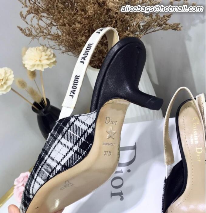 Best Design Dior J'Adior Mid-Heel Slingback Pump in Grey Tartan Fabric G12211 2020