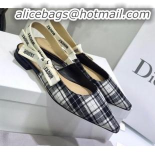 Grade Design Dior J'Adior Flat Slingback Pump in Grey Tartan Fabric G12212 2020