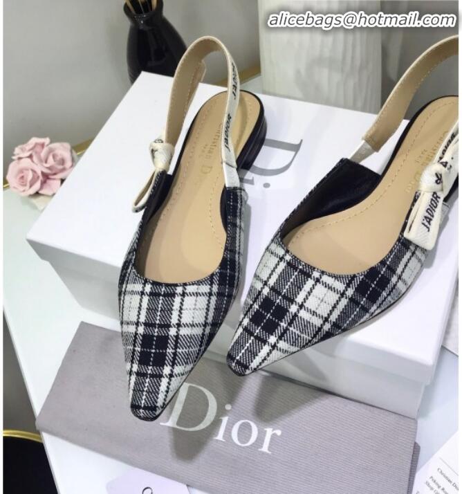 Grade Design Dior J'Adior Flat Slingback Pump in Grey Tartan Fabric G12212 2020