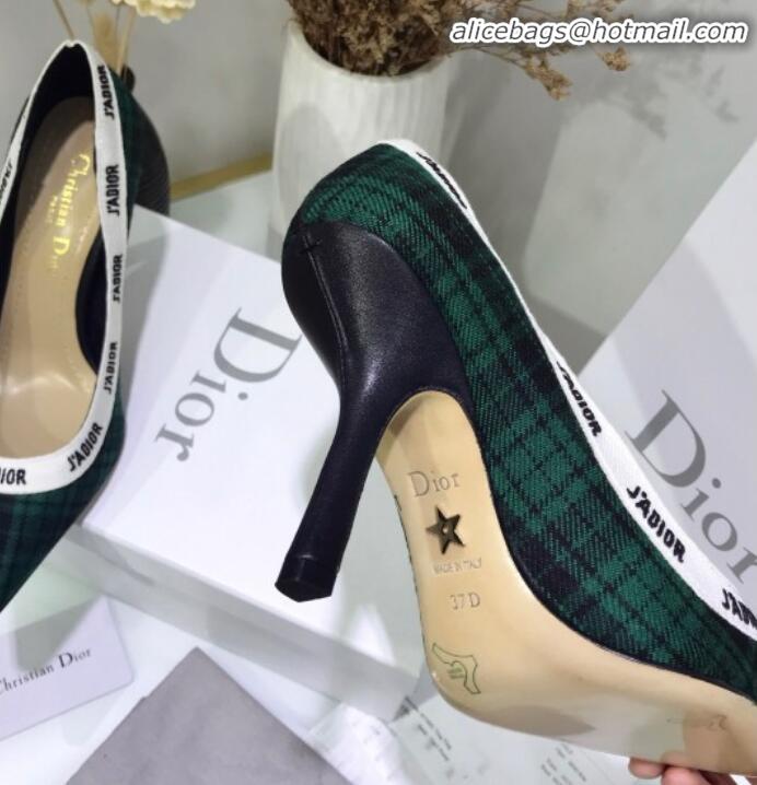 Cheap Price Dior J'Adior High-Heel Pump in Green Tartan Fabric and Embroidered Ribbon G12222 2020