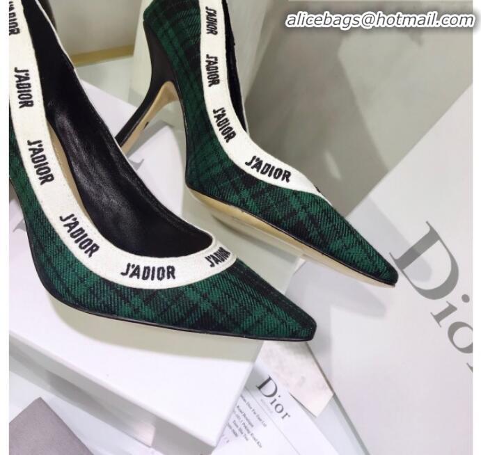 Cheap Price Dior J'Adior High-Heel Pump in Green Tartan Fabric and Embroidered Ribbon G12222 2020