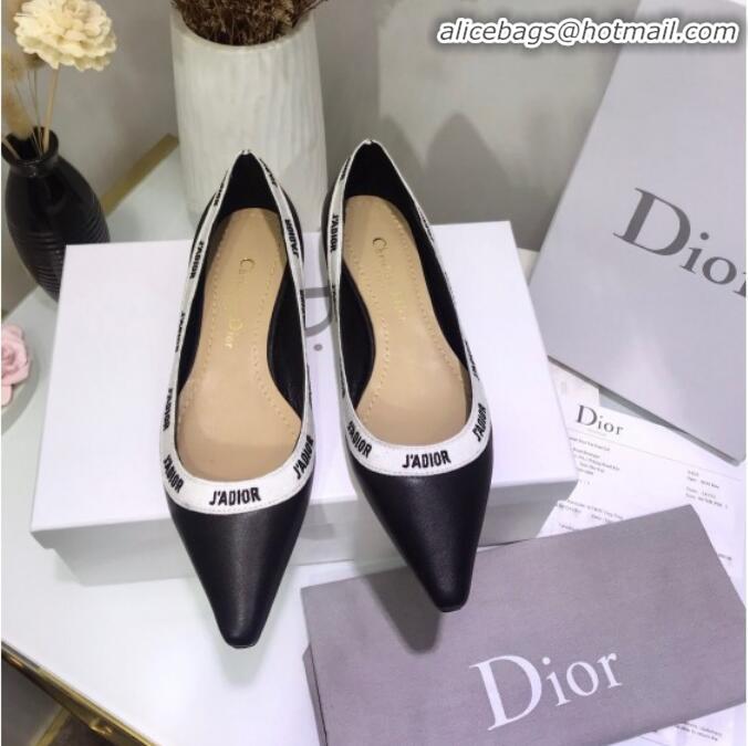 Cute Dior J'Adior Flat Pump in Lambskin and Embroidered Ribbon G12731 2020