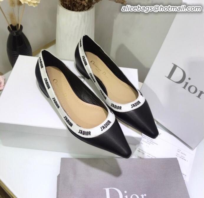 Cute Dior J'Adior Flat Pump in Lambskin and Embroidered Ribbon G12731 2020