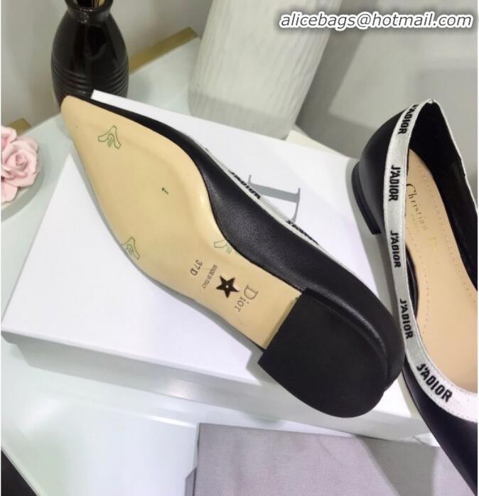 Cute Dior J'Adior Flat Pump in Lambskin and Embroidered Ribbon G12731 2020