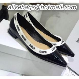 Good Product Dior J'Adior Flat Pump in Patent Calfskin and Embroidered Ribbon G12734 2020