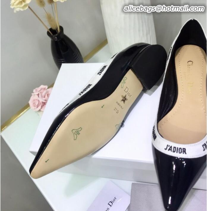 Good Product Dior J'Adior Flat Pump in Patent Calfskin and Embroidered Ribbon G12734 2020