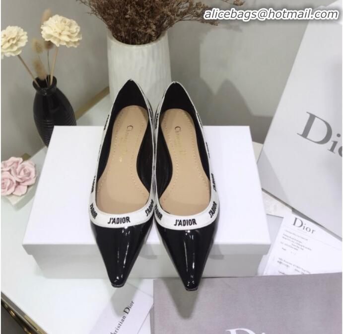 Good Product Dior J'Adior Flat Pump in Patent Calfskin and Embroidered Ribbon G12734 2020