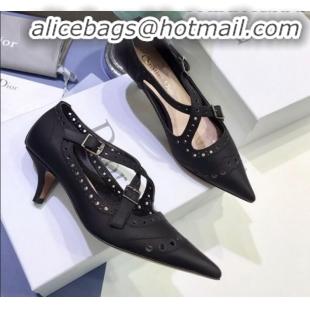 Most Popular Dior Teddy-D Cross Straps Pump in Brushed and Perforated Leather G20602 Black 2020