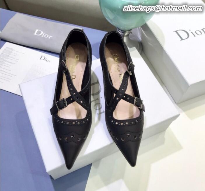 Most Popular Dior Teddy-D Cross Straps Pump in Brushed and Perforated Leather G20602 Black 2020