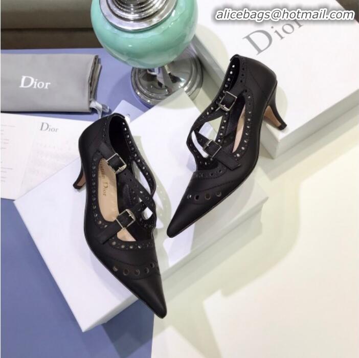 Most Popular Dior Teddy-D Cross Straps Pump in Brushed and Perforated Leather G20602 Black 2020