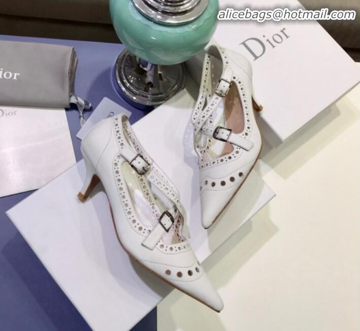 Good Looking Dior Teddy-D Cross Straps Pump in Brushed and Perforated Leather G20602 White 2020